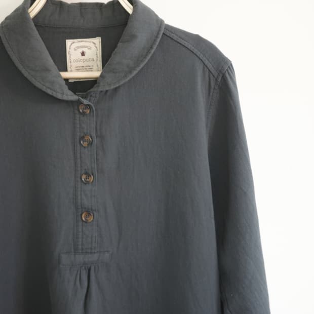 일본 빈티지 둥근 카라 딥그린 원피스