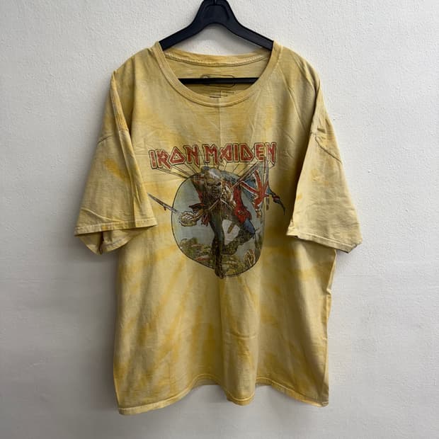 LOBAL 아이언 메이든 옐로우 반팔 티셔츠 (XL)