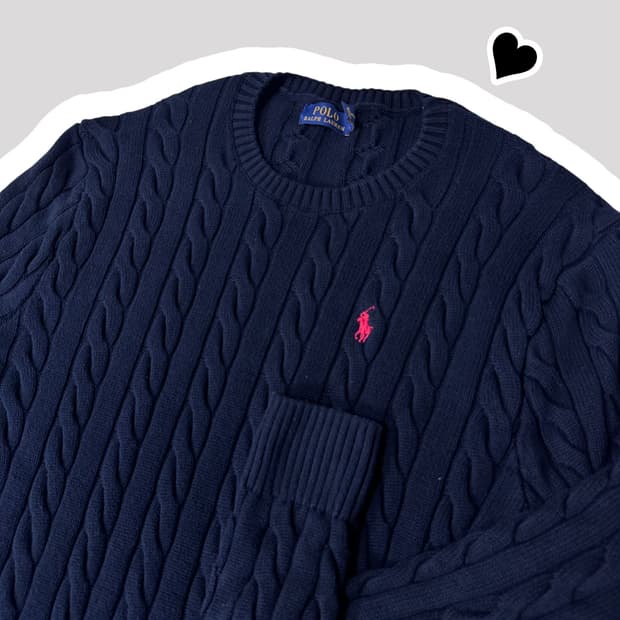 신형 폴로 랄프로렌 네이비 꽈배기 니트