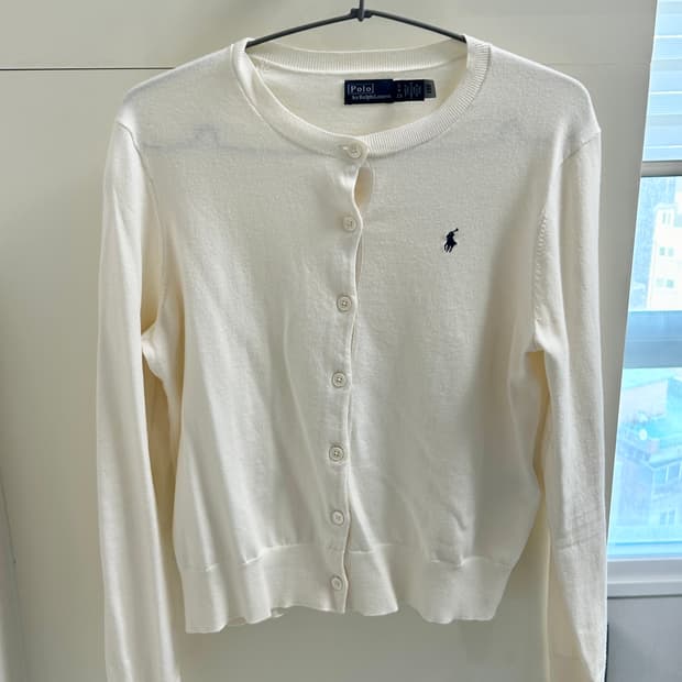 폴로 랄프로렌 여성 코튼 블렌드 가디건 S 크림색