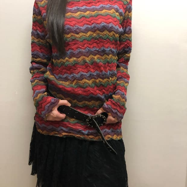 빈티지 히피 믹스컬러 스트라이프 탑