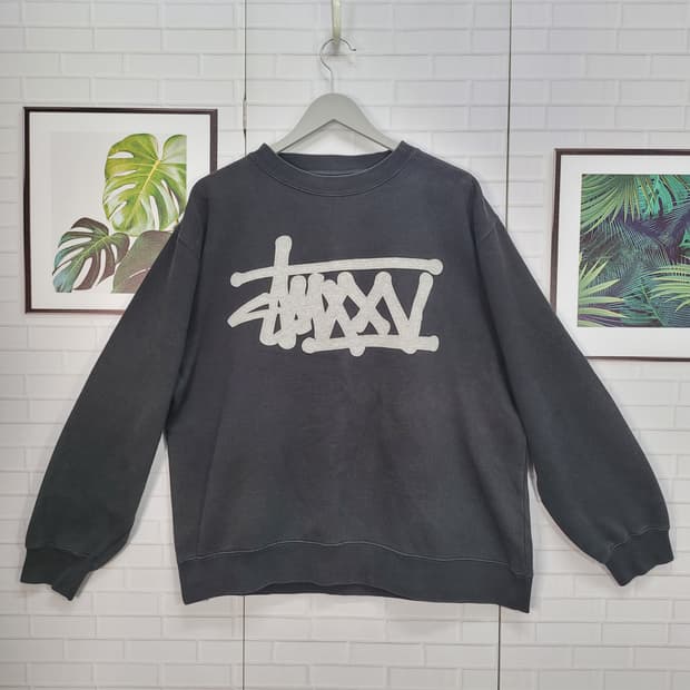 90s 스투시 빅 로고 맨투맨 긴팔 티셔츠 스웨트셔츠 남여공용 L사이즈
