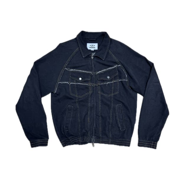 TRAVEL black cutted zip-up jacket