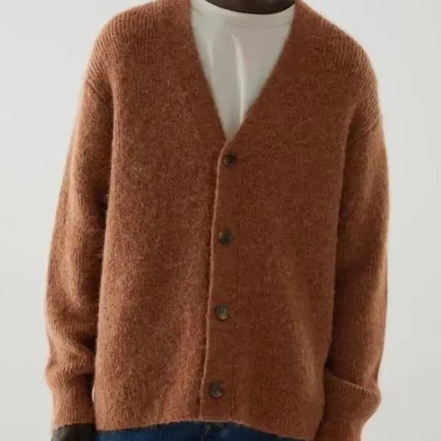 코스 남성 알파카 브이넥 가디건