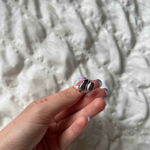 실버 드롭 라인 반지