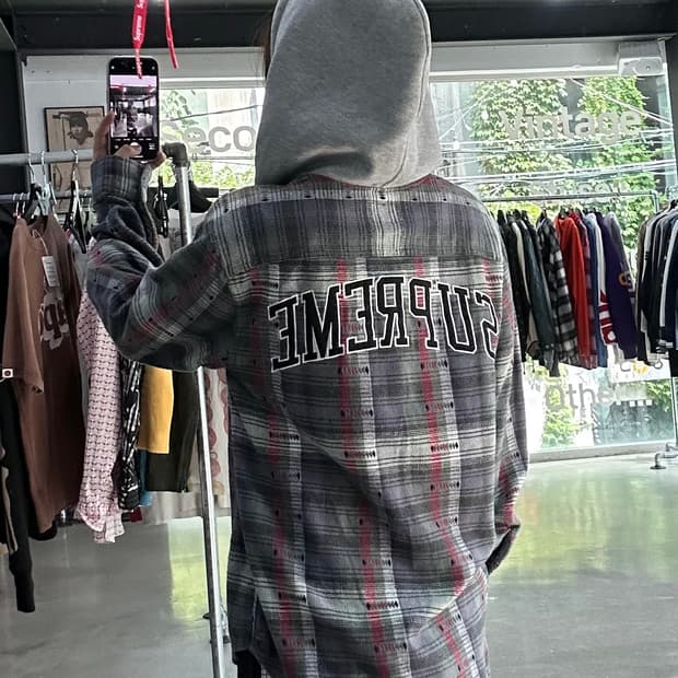 슈프림 Jacquard Flannel 후디드 셔츠