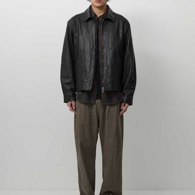 2사이즈) 러프사이드 모터사이클 드리즐러 자켓 램스킨 블랙