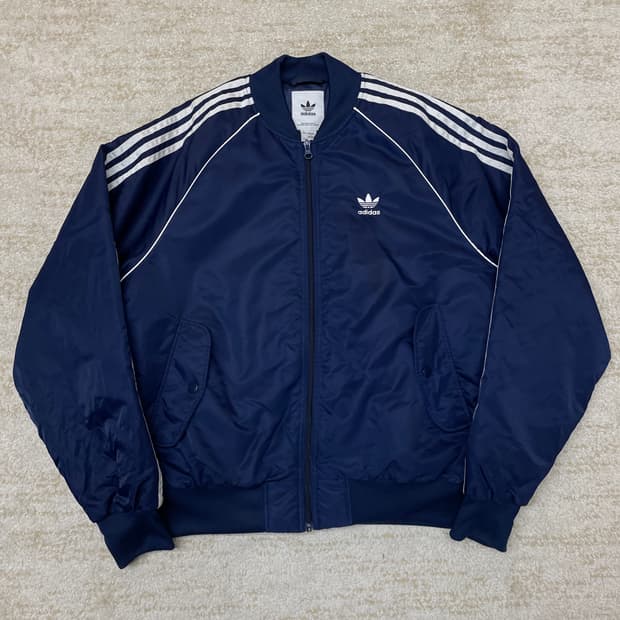 [L] 아디다스 오리지날 트레포일 (불꽃) 로고 SST 퀼티드 봄버 자켓