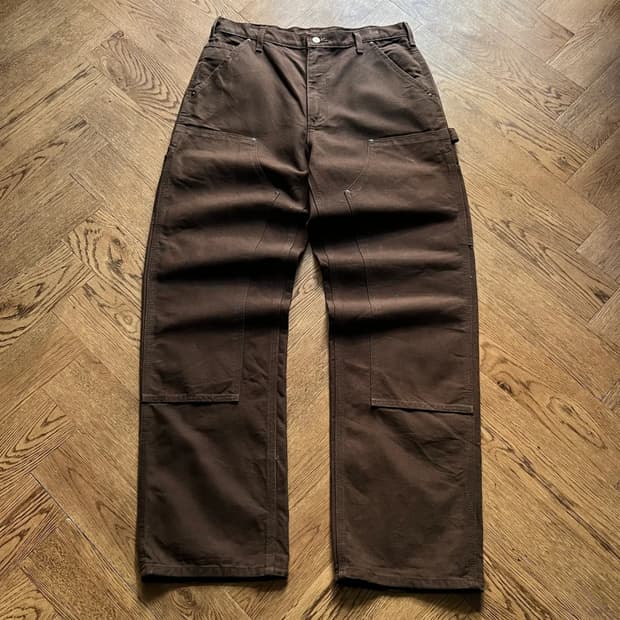 [32]칼하트 USA 다크브라운 더블니 캔버스 워크팬츠