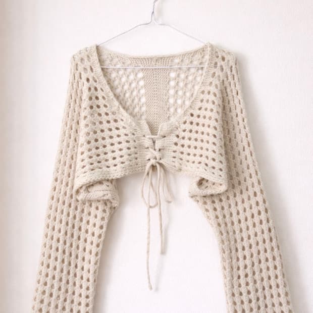 크로셰 니트 볼레로 가디건 아이보리 크롭 가디건