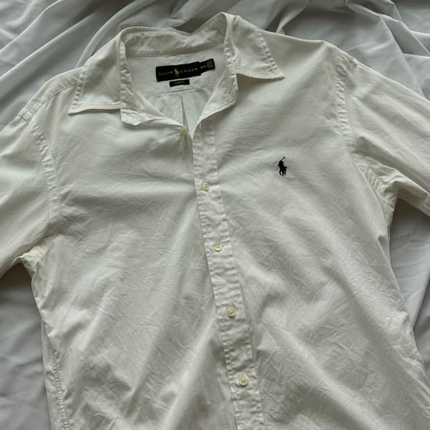 폴로 랄프로렌 화이트 슬림핏 포플린 셔츠 