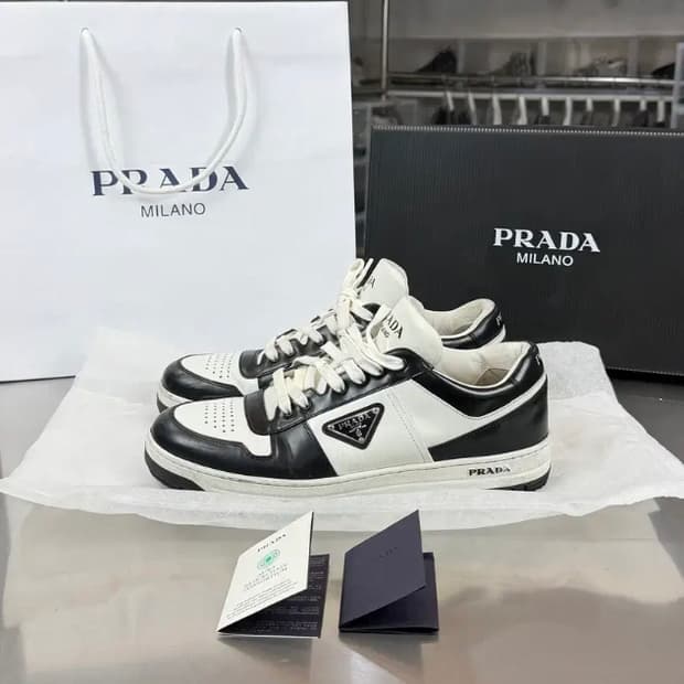 [정품] 프라다 밀라노 정품 레더 스니커즈 풀구성 270