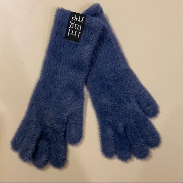 새상품) 트리밍버드 퍼 글로브 장갑 블루