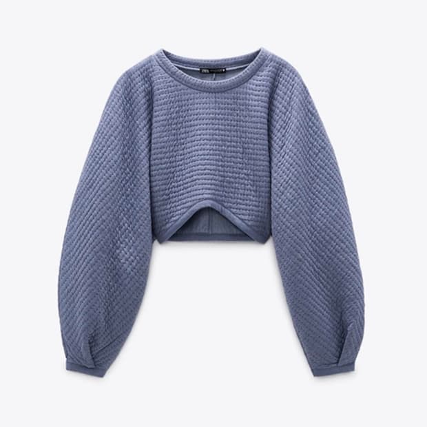 자라 퀼팅 크롭 스웨트셔츠 맨투맨