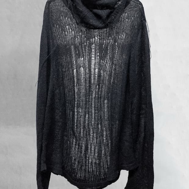 [OS] blackmerle distressed mohair knit