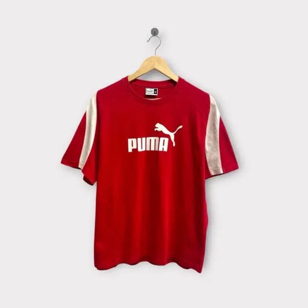 푸마 시그니처 프린팅 레드 반팔티 95