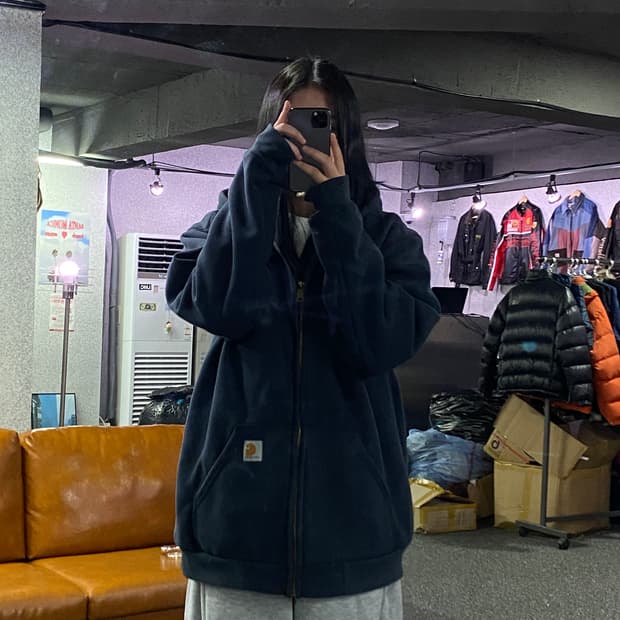 칼하트 네이비 써멀 후드 집업 B3200