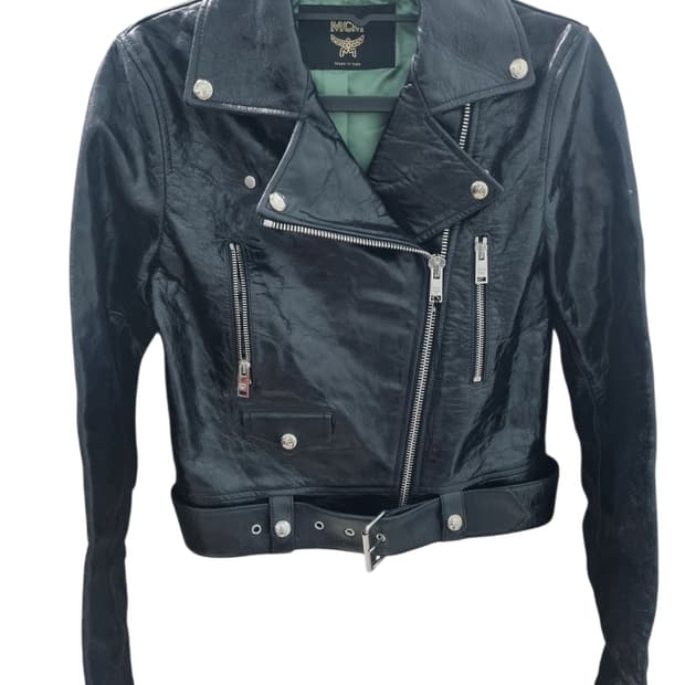 MCM 엠씨엠 메이드 인 이태리 가죽 라이더 자켓 xs