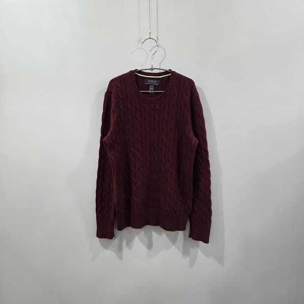 폴로랄프로렌 키즈 버건디 케이블 니트 M(10-12)