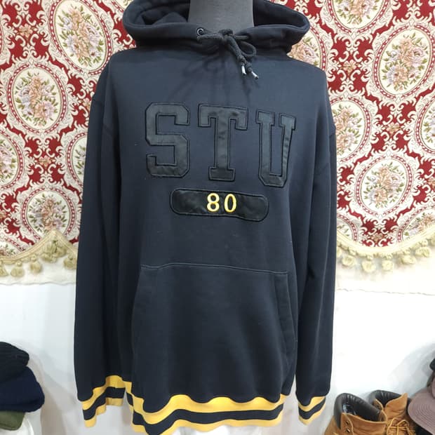 스투시 90s STU 자수로고 배색 기모후드티

