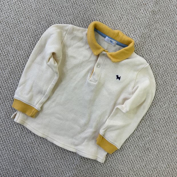 90-95 블루독베이비 와플 카라 티셔츠 0331D