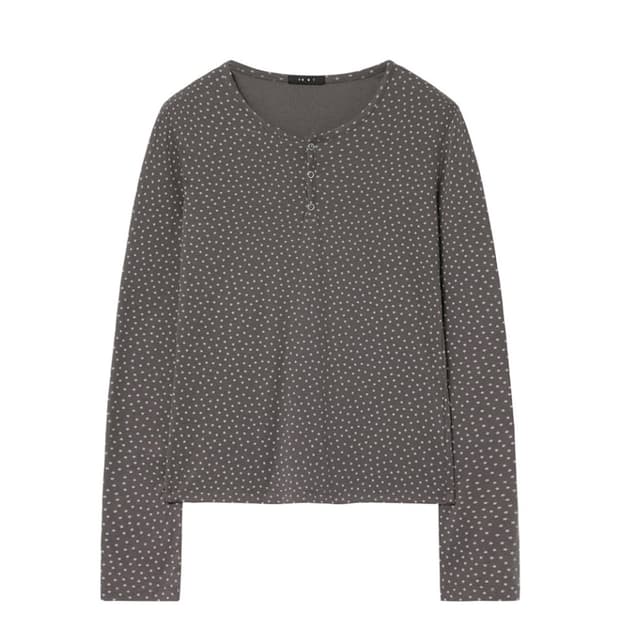 바니쉬먼트 스타 버튼 슬림 티셔츠 챠콜