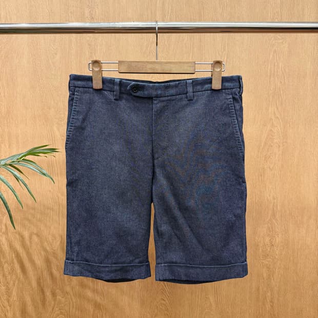 버버리 블랙 라벨 데님 하프 팬츠 인디고 반바지 롤업 디테일