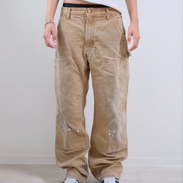 칼하트 Made in USA 브라운 더블니 워크팬츠 [SE-307]