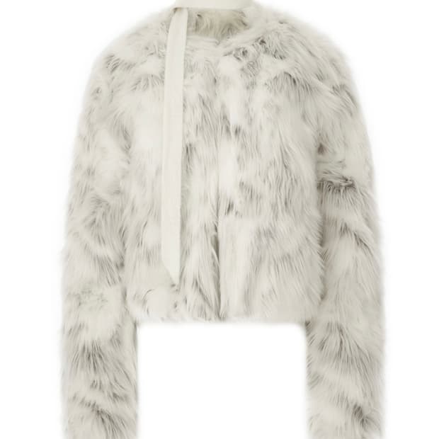 나체 자카드 퍼자켓 크림 화이트