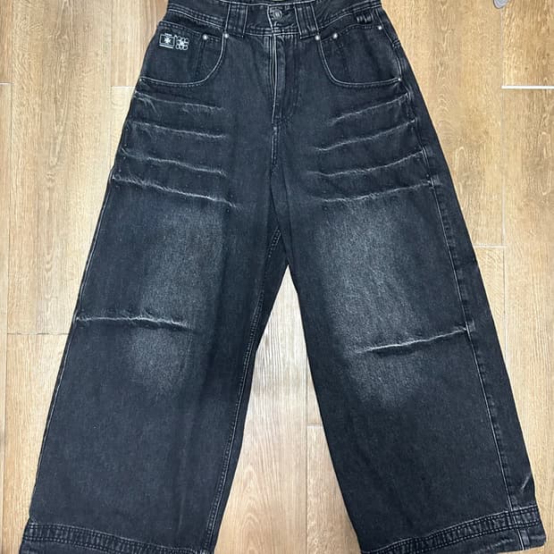 오퍼스0012 CLAWED MELTED DENIM PANTS BLACK