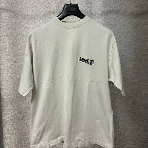 발렌시아가 웨이브로고 반팔 아이보리 (S)