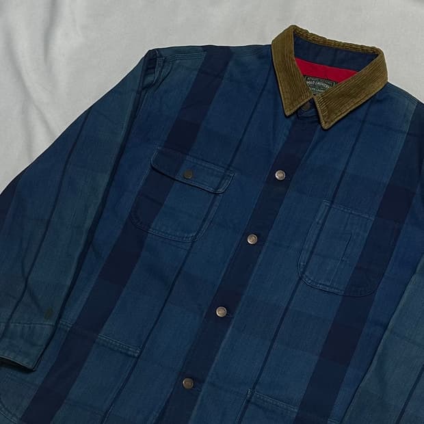 XL 폴로 컨트리 랄프로렌 코듀로이 카라 체크 번 코트