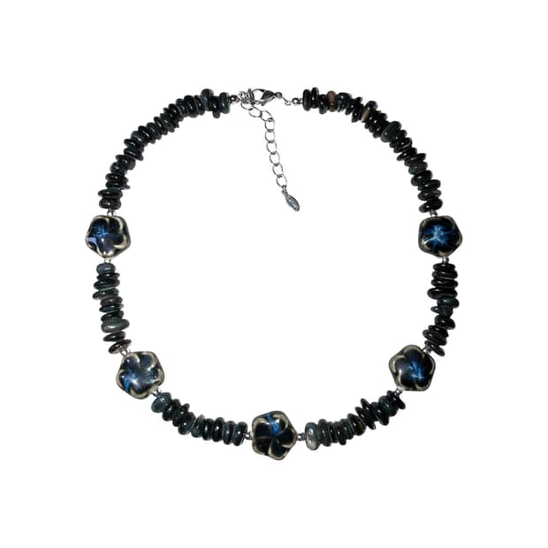 gemstone marble necklace (black)