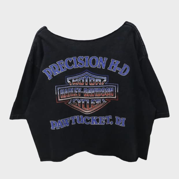 할리데이비슨 로고 반크롭 티셔츠 65569