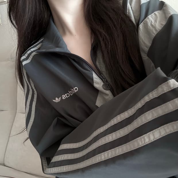 아디다스 그레이 파스텔 트랙탑 투웨이 바람막이