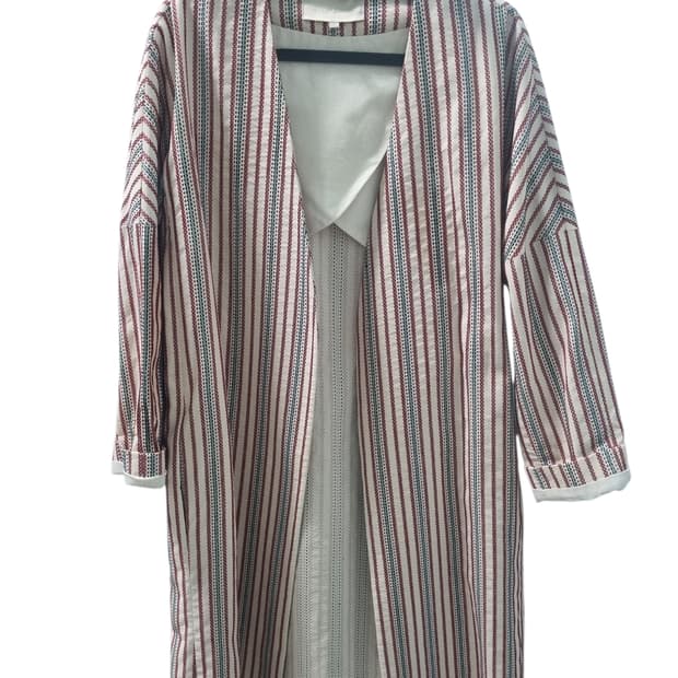 바네사브루노 자수 스트라이프 오픈 롱 자켓 36