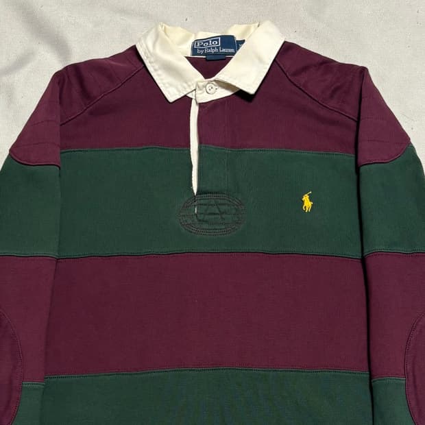 M 폴로랄프로렌 옐로우 포니 스트라이프 럭비 티셔츠