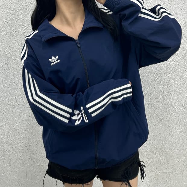 아디다스 화이트라인 딥네이비 바람막이 2XL