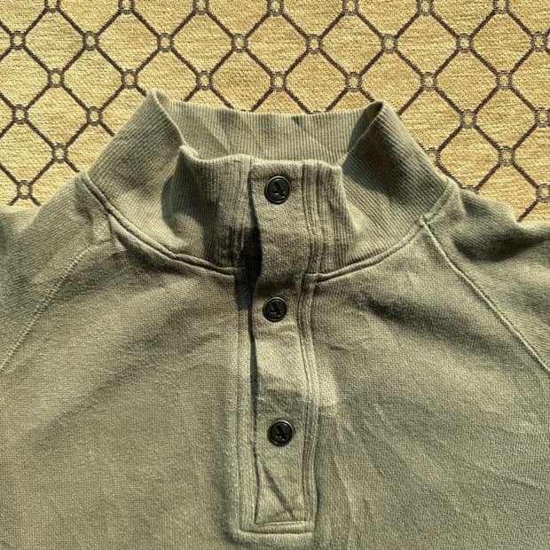 Aigle 브라운 넥 버튼 티셔츠