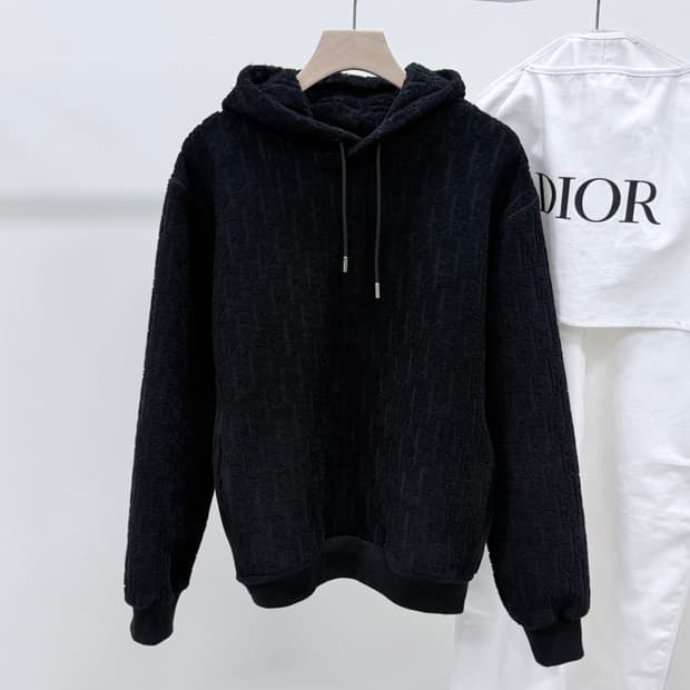 [S+급/XL] 25SS 디올 오블리크 코튼 테리 후드티 블랙