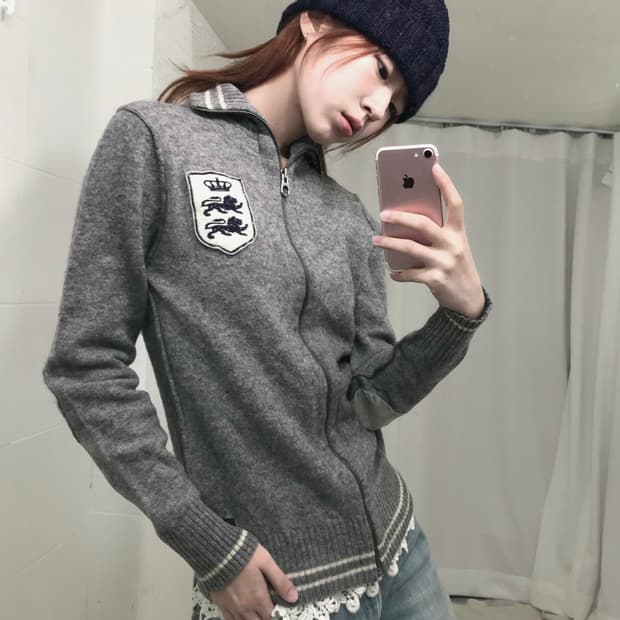 스카치 앤 소다 와펜 그레이 니트 집업