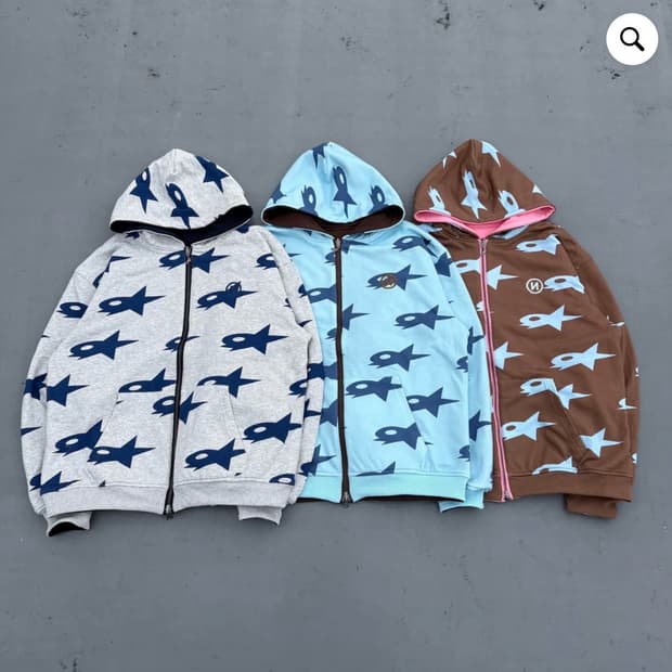 9090 star logo reversible zip hoodie