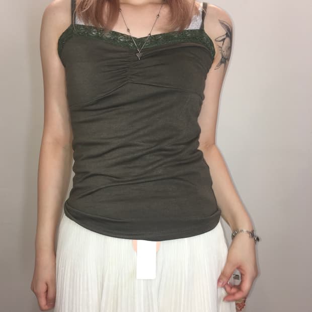 jpn vintage khaki lace sleeveless