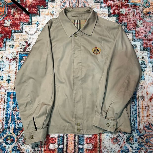 [XL] 80s 버버리 자수로고 크롭핏 블루종 스윙자켓