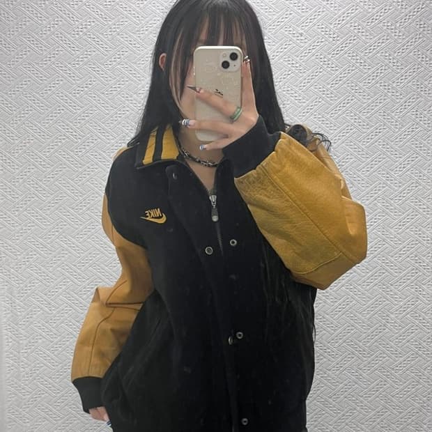 나이키 올드스쿨 레트로 빈티지 소가죽 바시티자켓 100 C07690