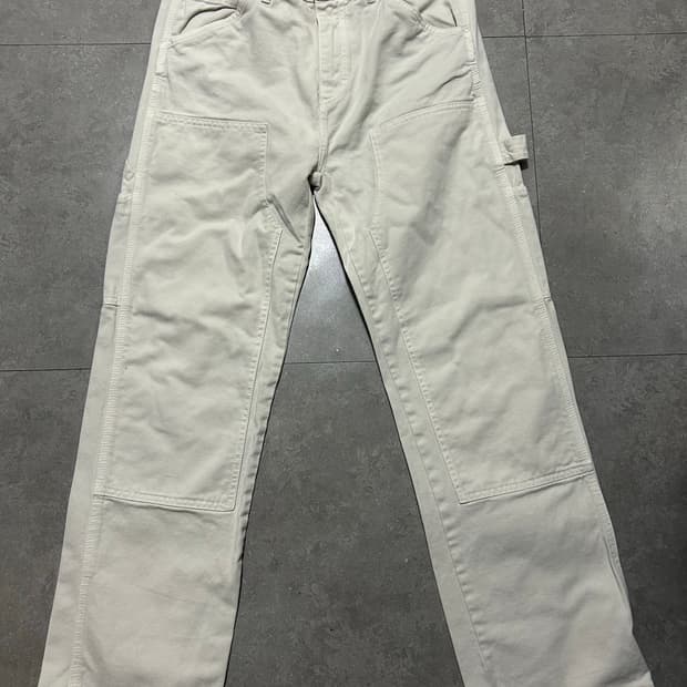 ZARA  크림컬러 더블니  워크 데님 카펜터 팬츠 31인치