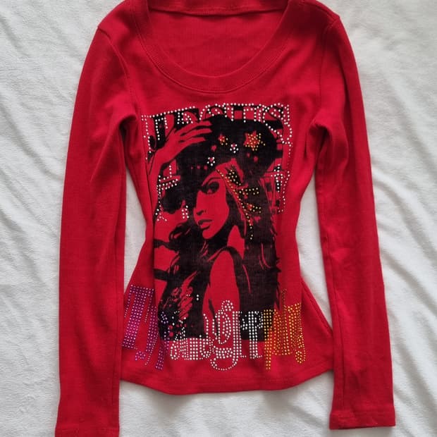 빈티지 y2k 히스테릭글래머 st 펑크 레드 티셔츠