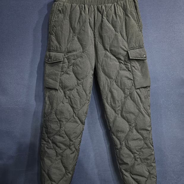 닉스 퀼팅 차콜 남성 허리 28~29 덕다운 패딩 카고 조거팬츠 