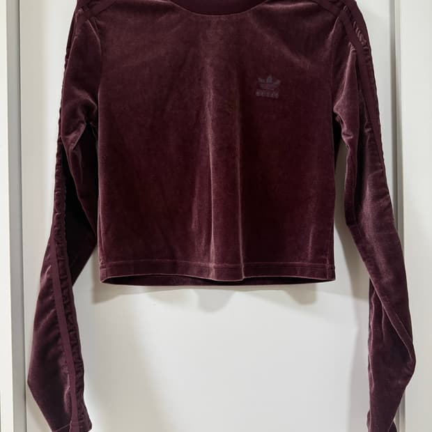 ADIDAS Burgundy Velvet Cropped Top