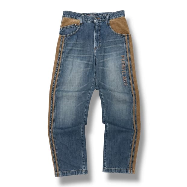 후부 코듀로이 디테일 데님팬츠 r1831